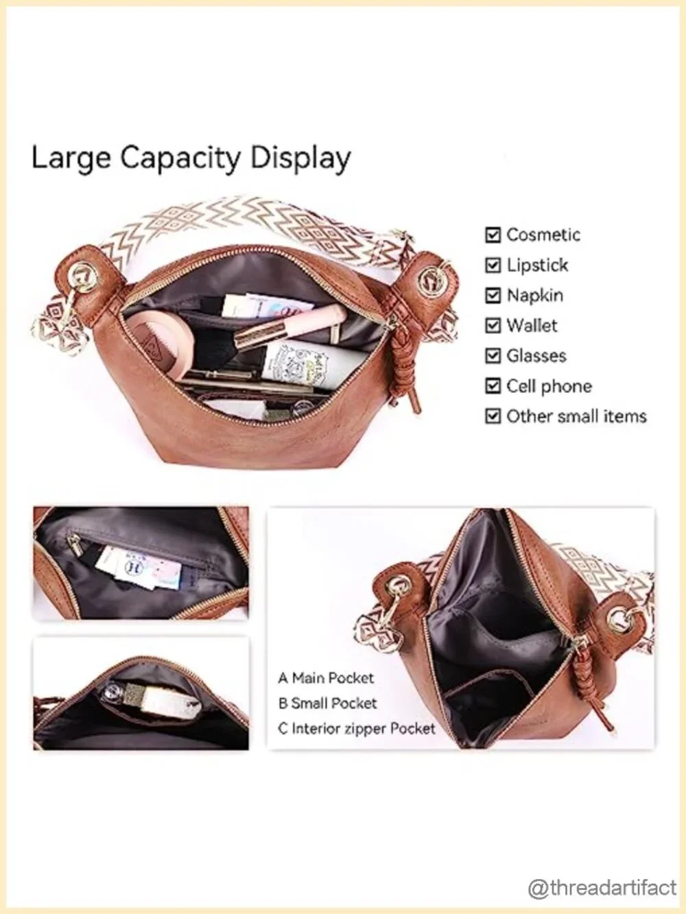 Fanny Packs Waist Bag with 2 Adjustable Strap, Faux Leather Crossbody Chest